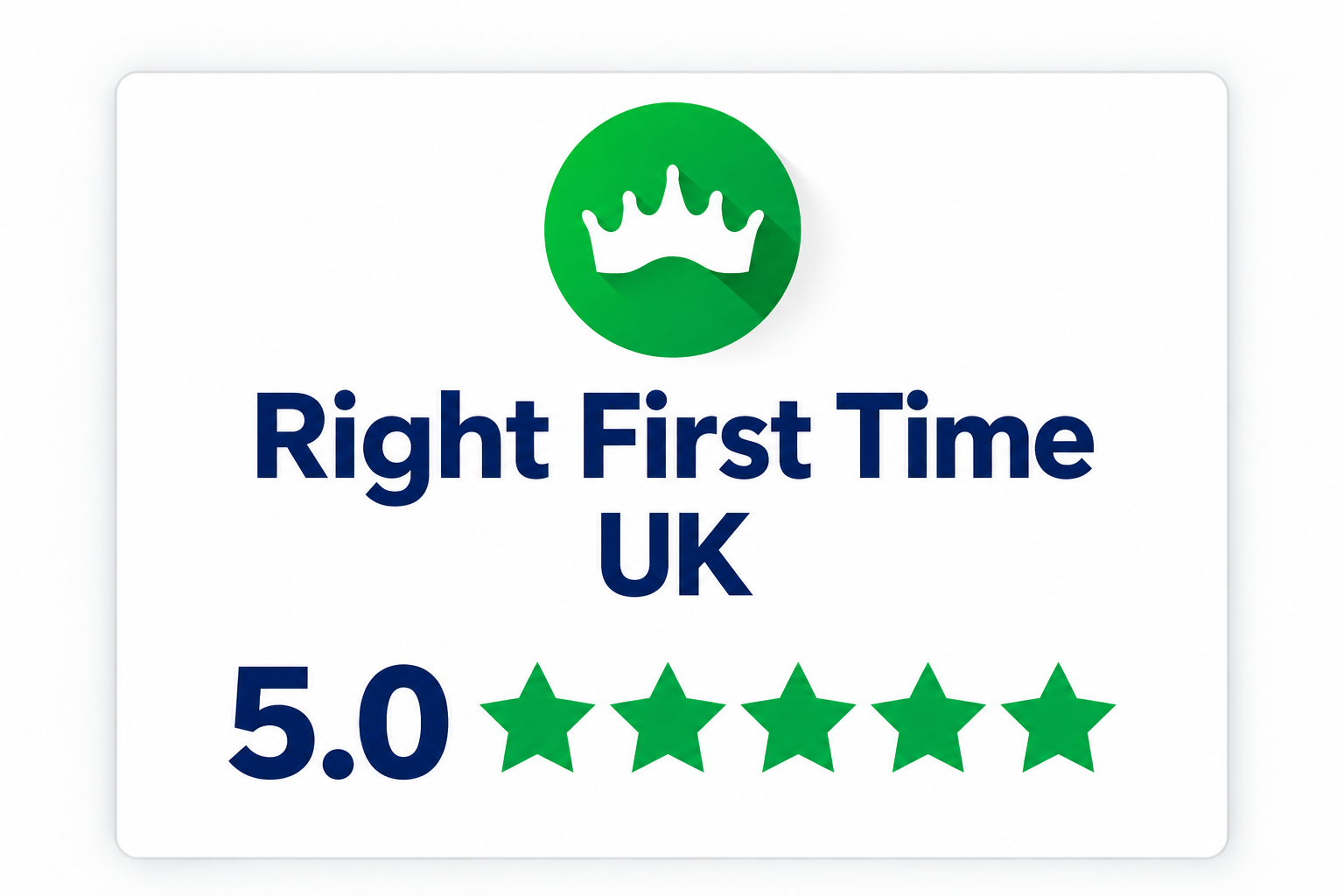 Right First Time UK 5.0 five-star rating